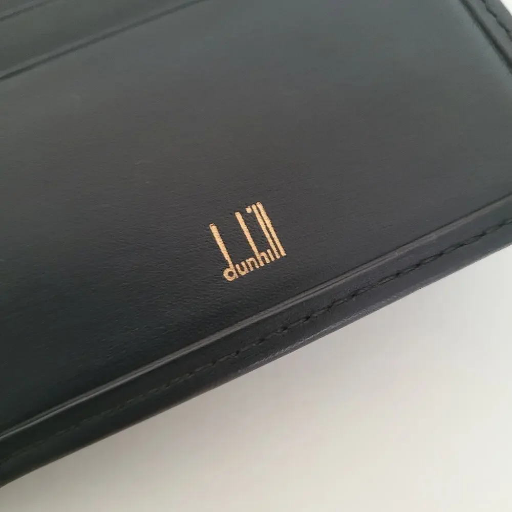Dunhill Designer Mens Wallet Black Bifold Leather Folding Compact Medium Logo